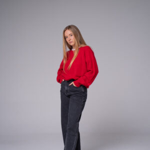 Pull laine col rond