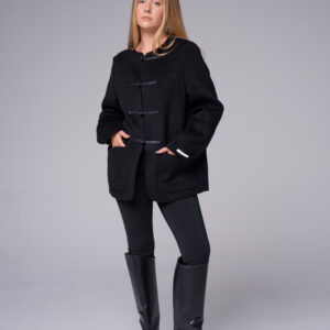Veste mandarin, détails en cuir