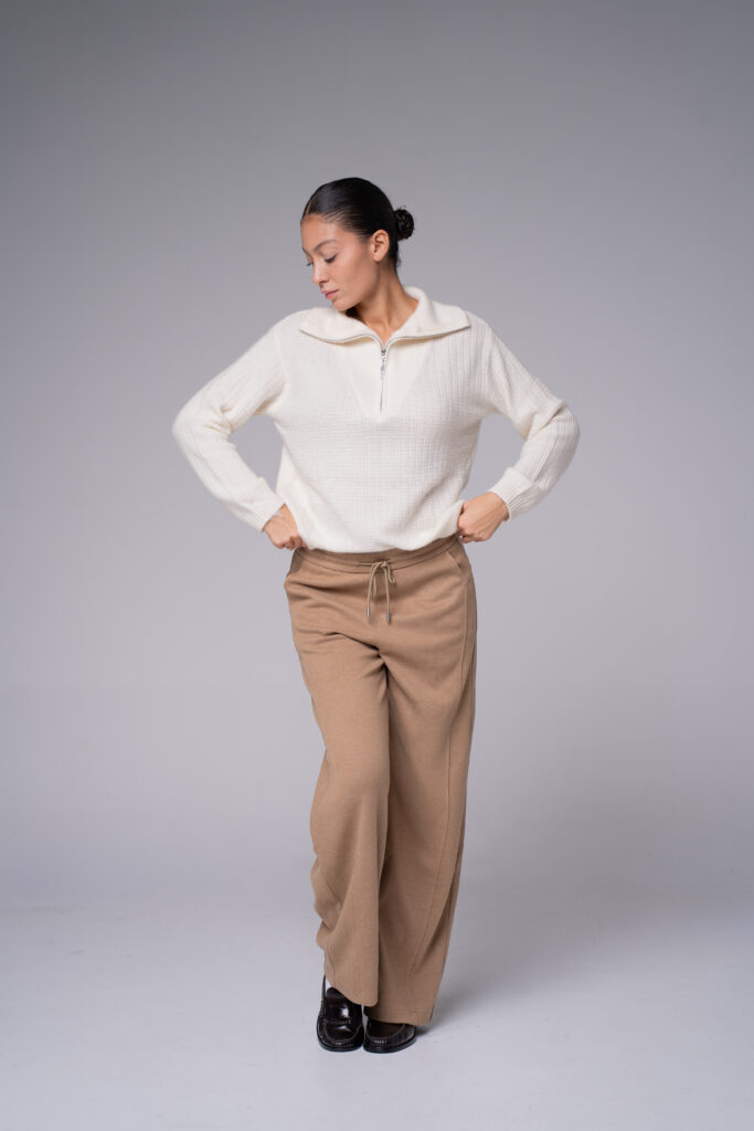 Pull en maille à col zippé